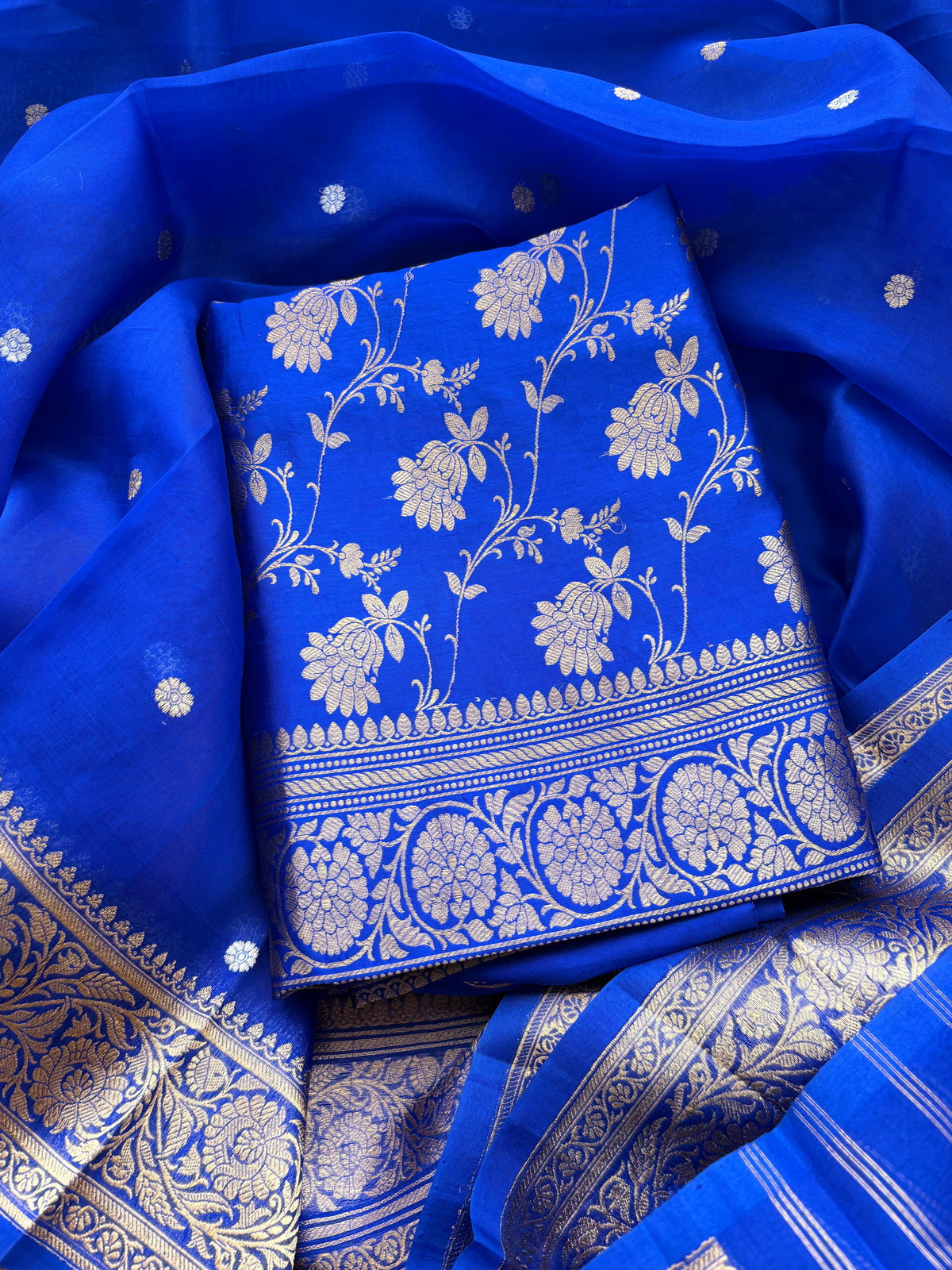 Blue raw mango silk suit set