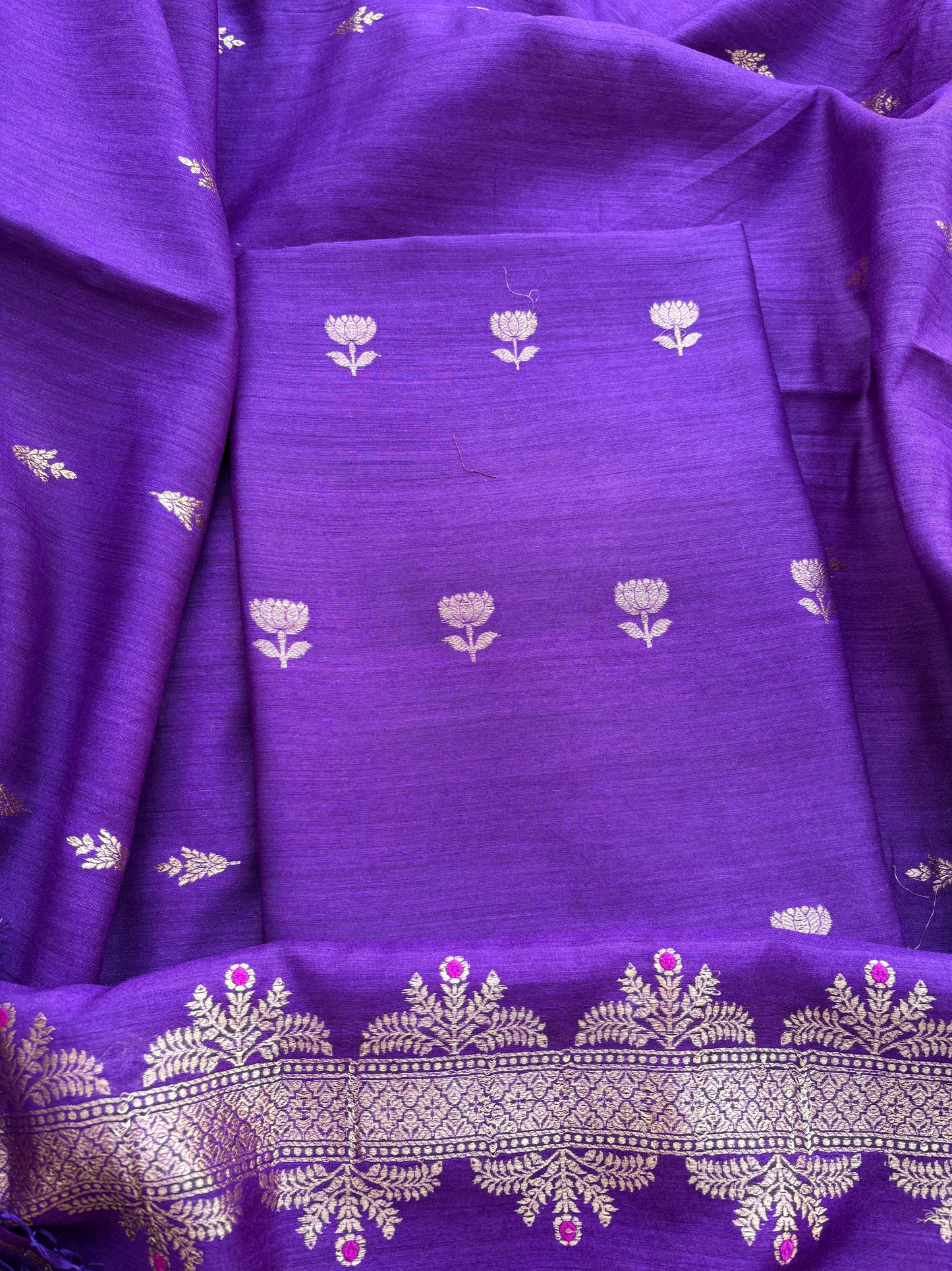 Purple moonga silk 3 piece suit set