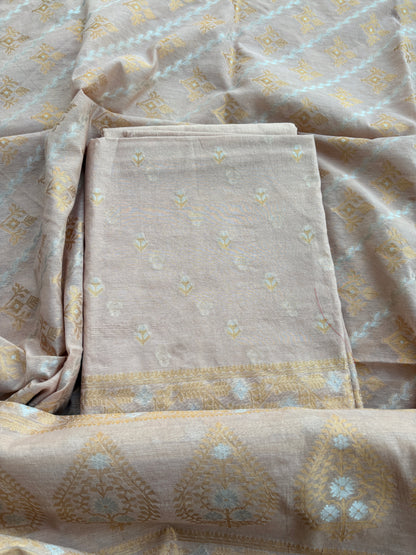 Peach Sona Rupa Chanderi suit set