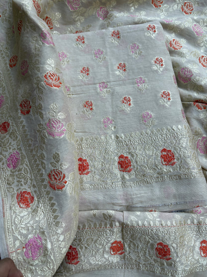 Cream moonga silk meenadar suit set