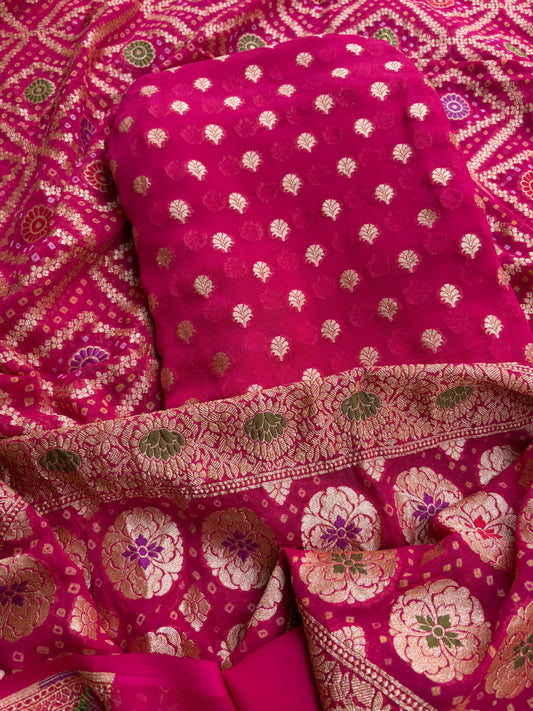 Pink Khaddi georgette 3 piece suit set