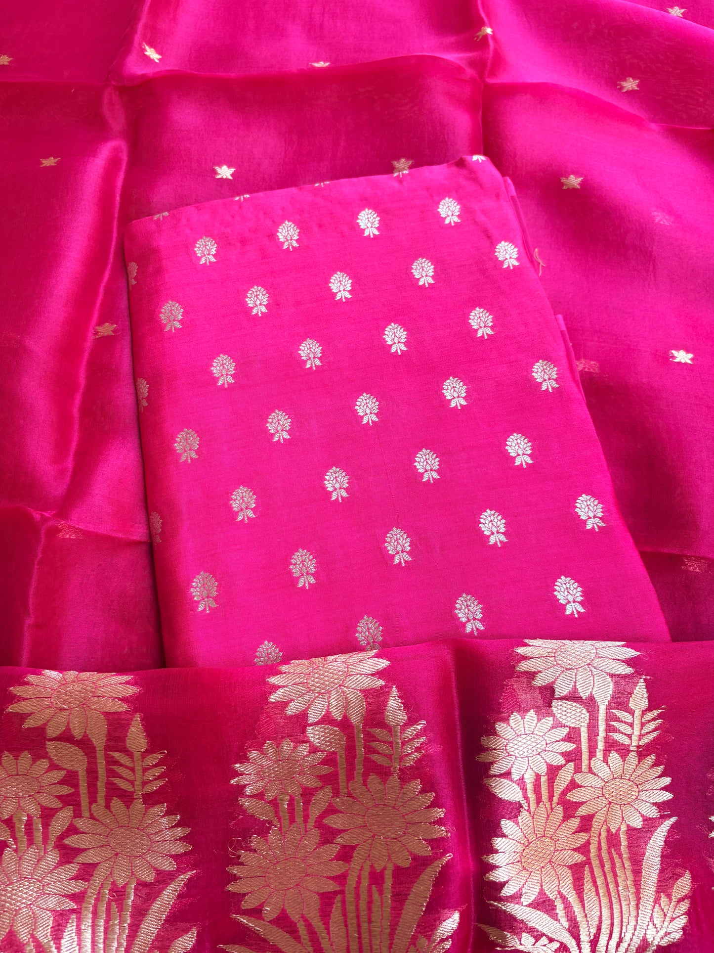 Pink Chiniya kora kadhwa suit set