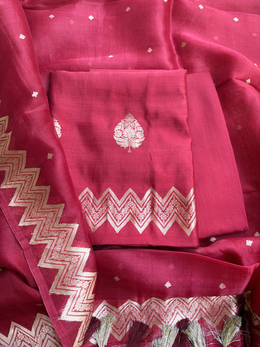 Red maroon Chiniya kora suit set