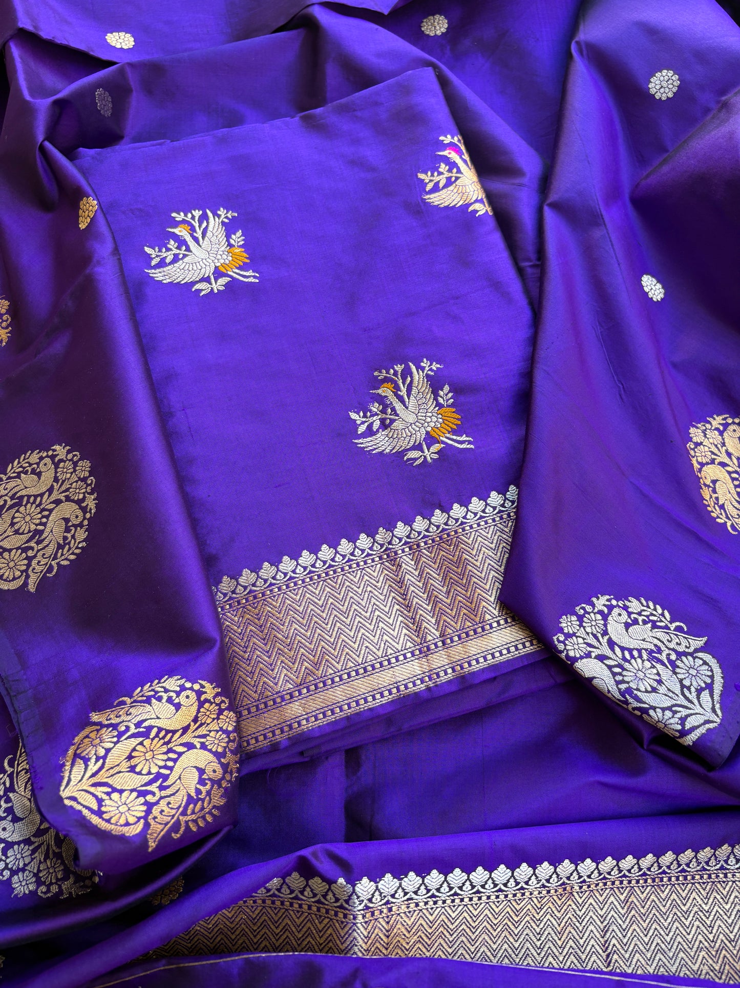 Purple katan by katan silk kadhwa suit set