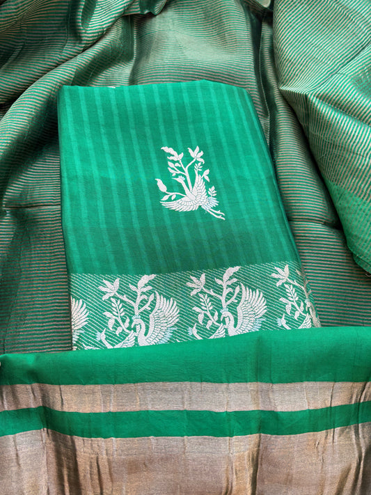 Green mango silk kadhwa suit set