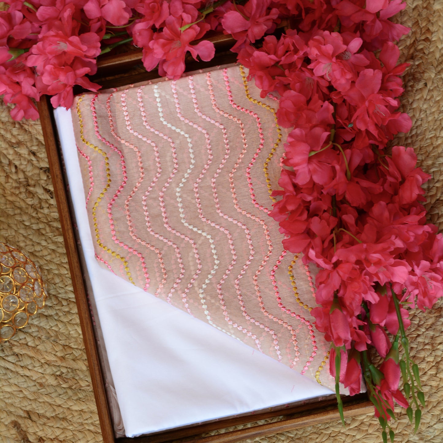 Pink colour chanderi silk kurta set