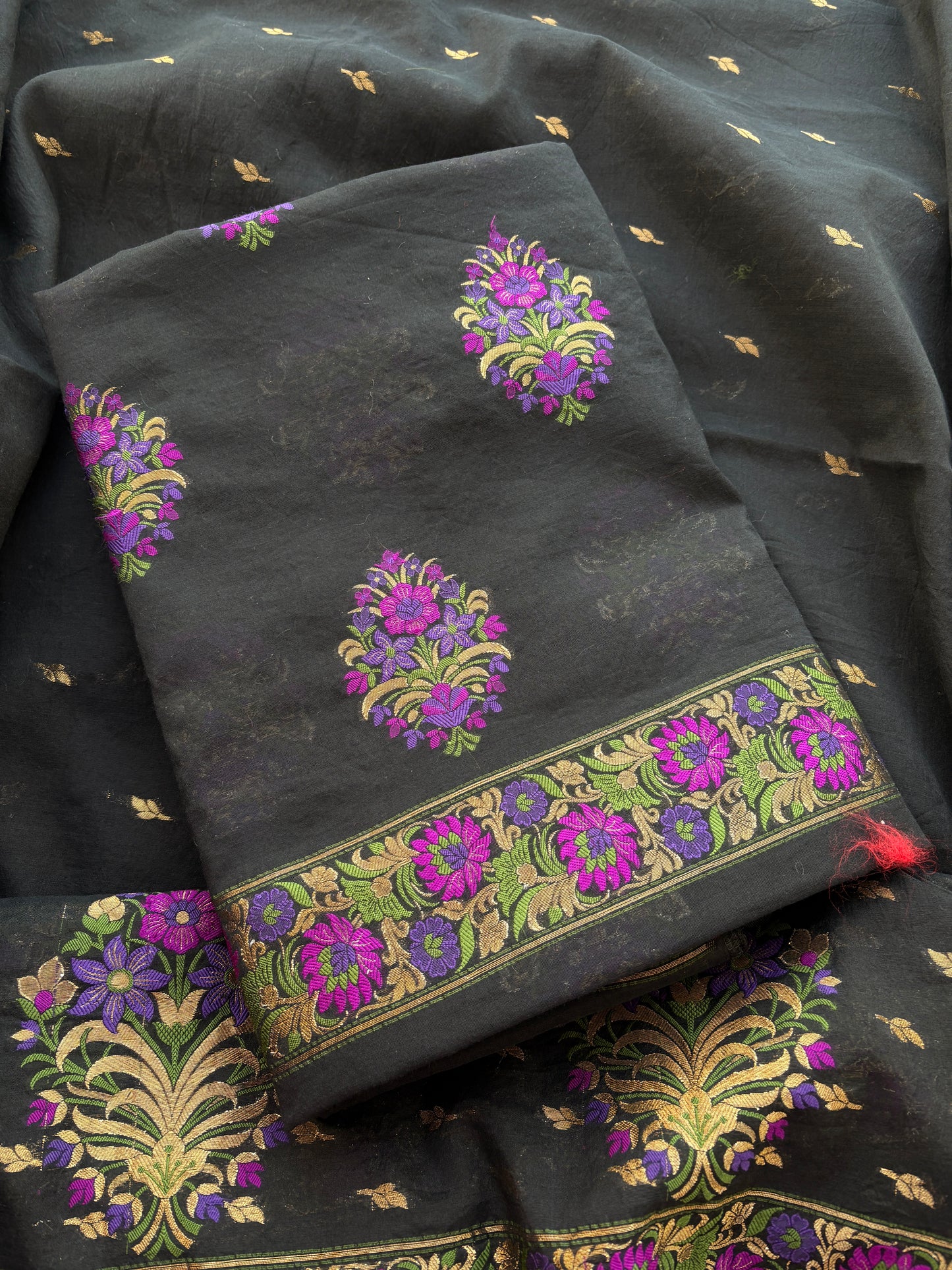 Black Chanderi meenadar suit set