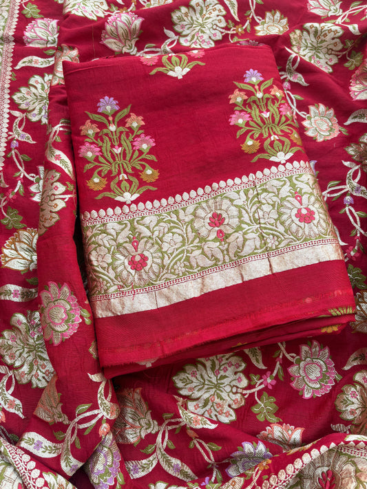Red moonga silk meenadar exclusive suit set