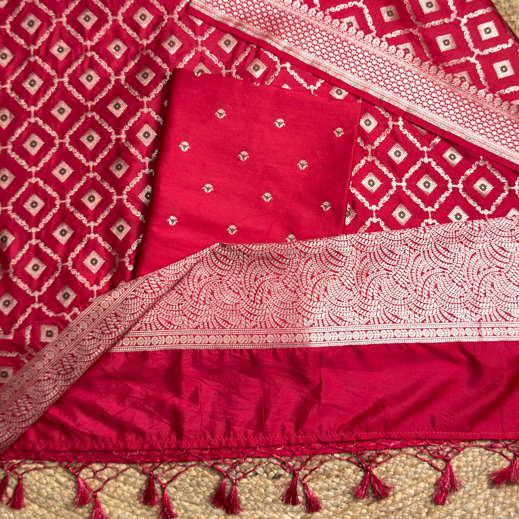 Red mulberry silk suit set