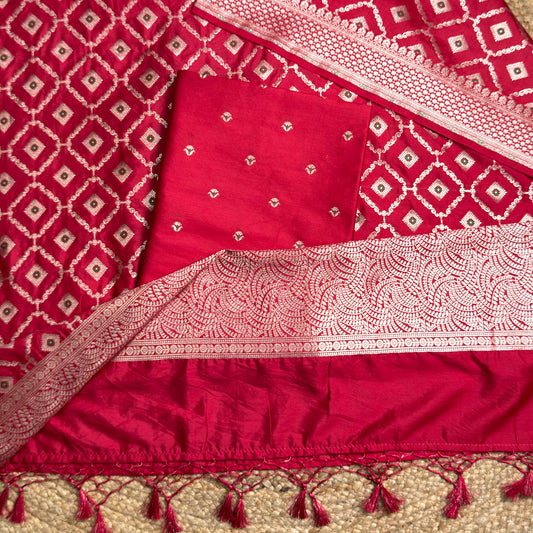 Red mulberry silk suit set