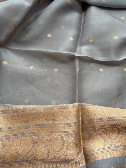Grey cotton silk kadhwa suit set