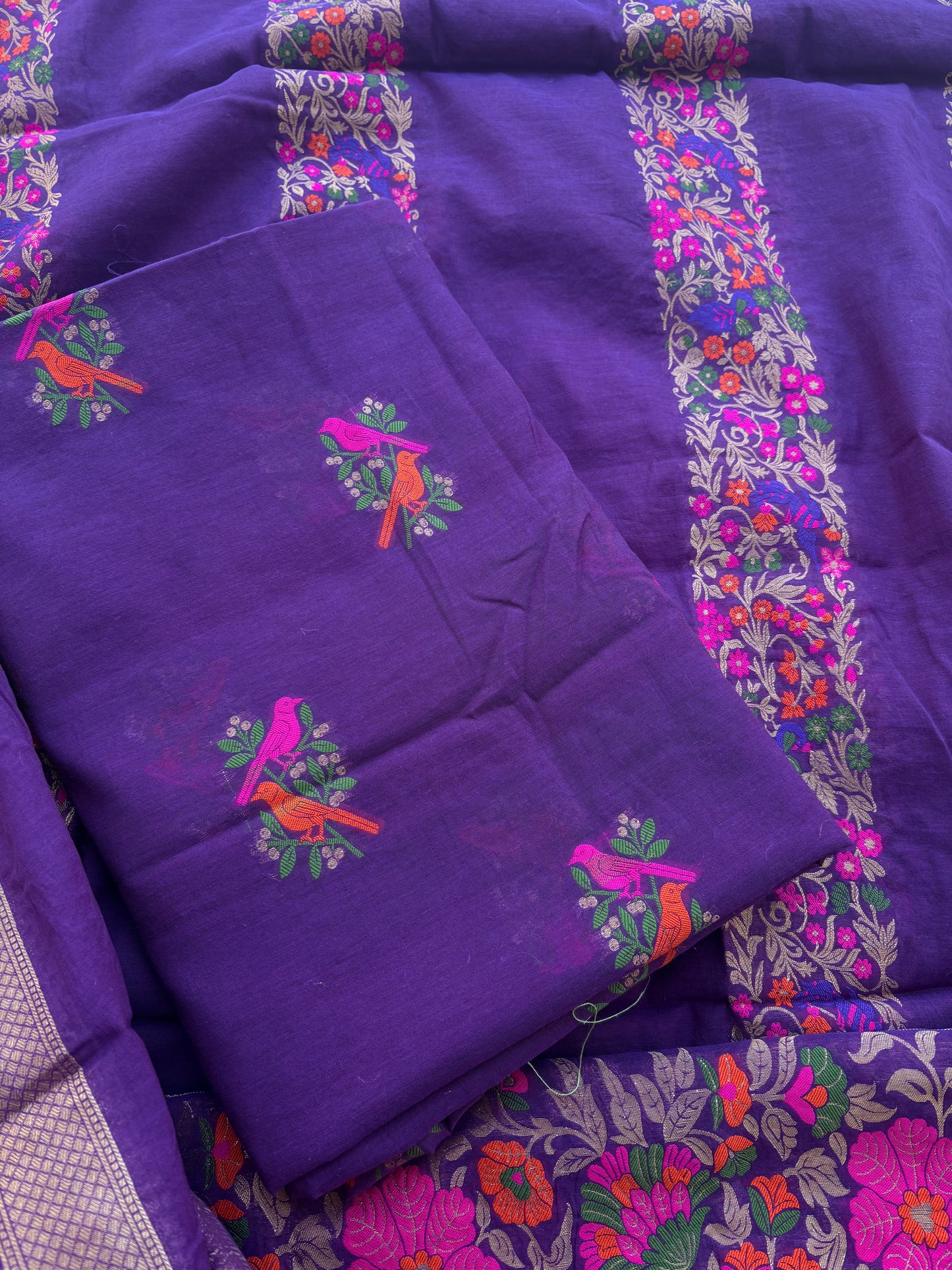 Purple peacock weaving Chanderi exclusive suit set