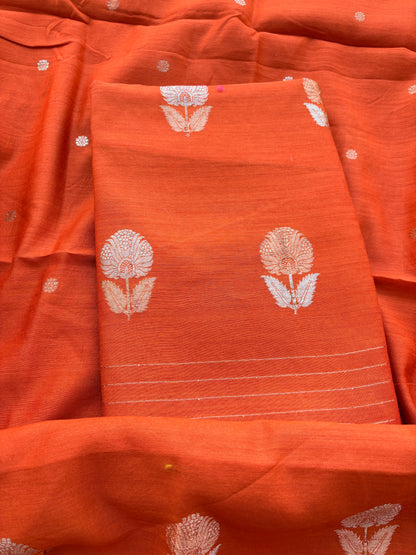 Orange moonga silk suit set