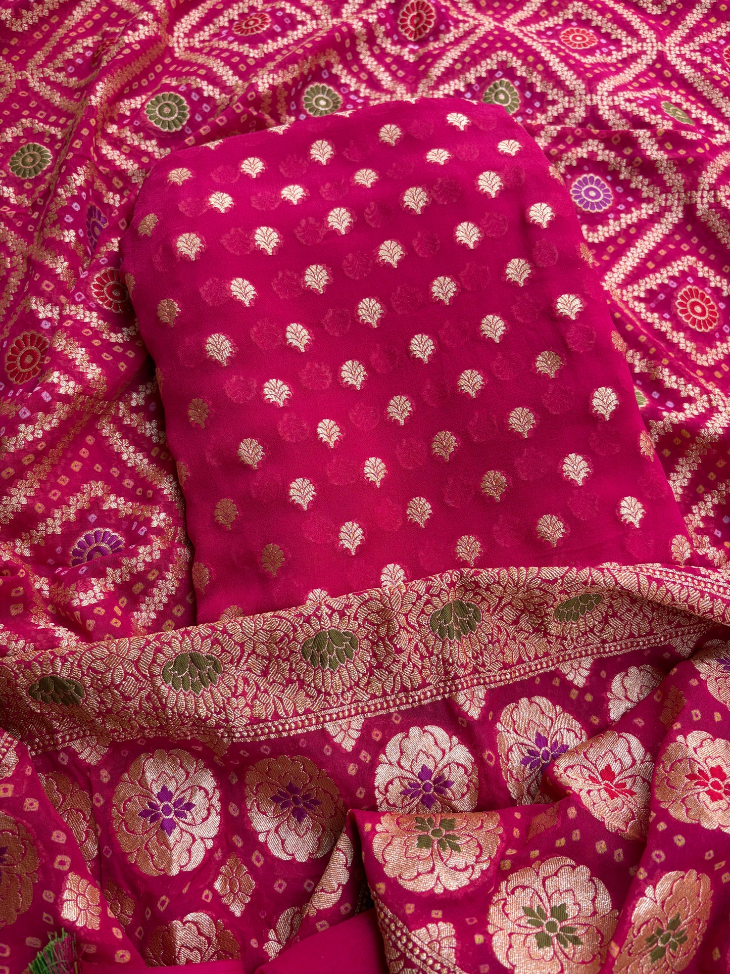 Pink Khaddi georgette 3 piece suit set
