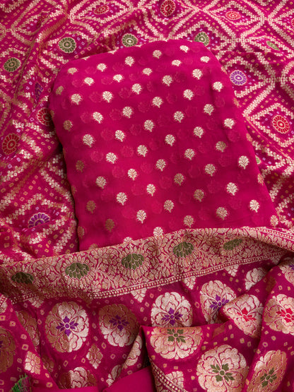 Pink Khaddi georgette 3 piece suit set