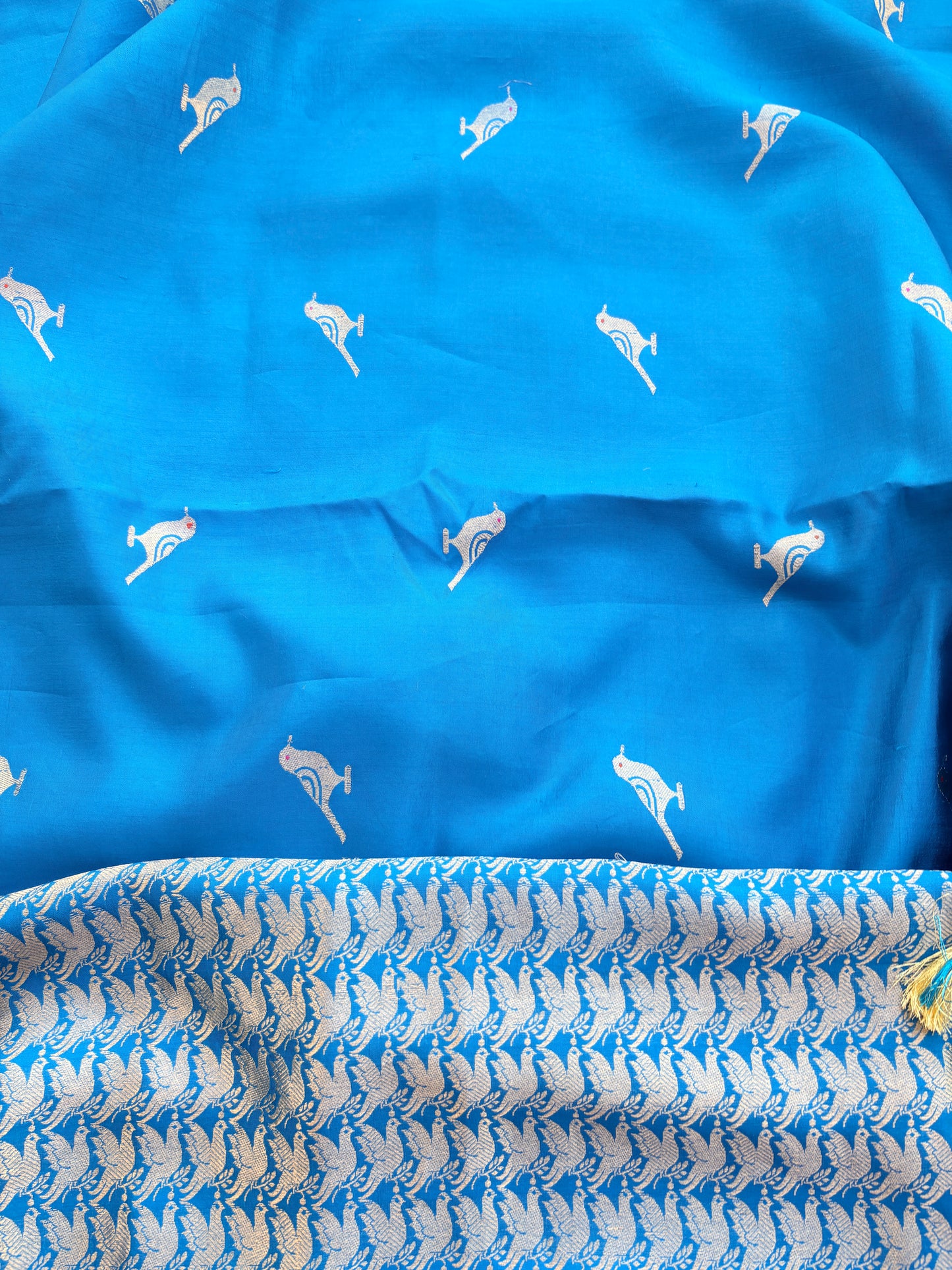 Blue mango silk brocade suit set