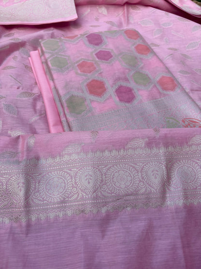 Pink cotton rangkat suit set