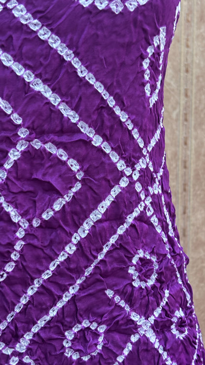 Purple bandhani gajji silk suit set