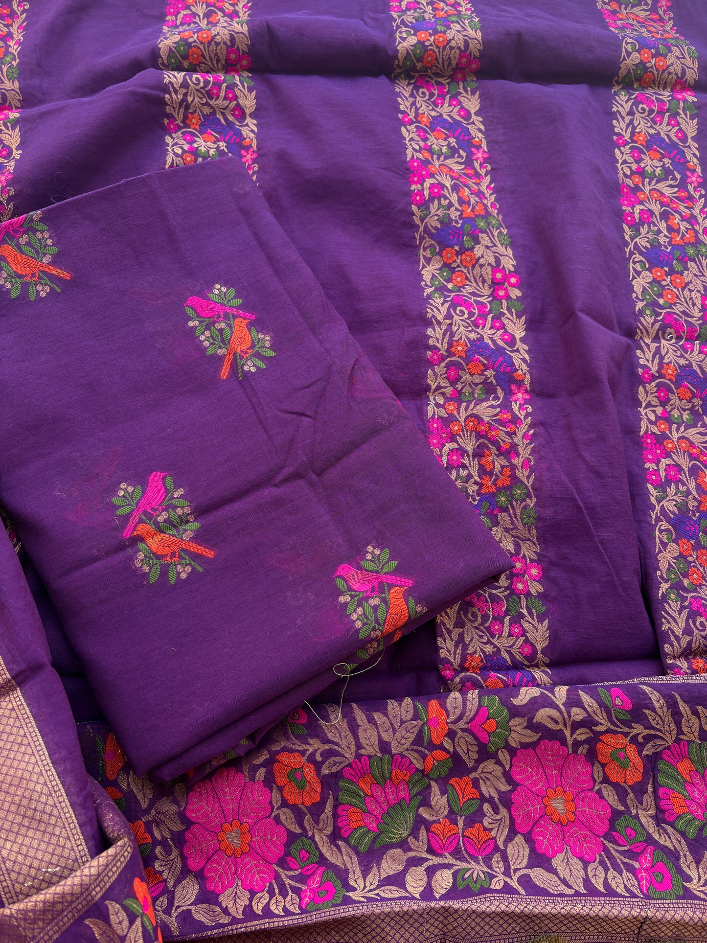 Purple peacock weaving Chanderi exclusive suit set