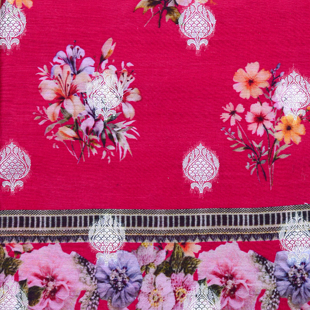Pink Chanderi silk printed suit set