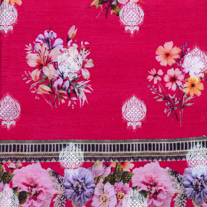 Pink Chanderi silk printed suit set