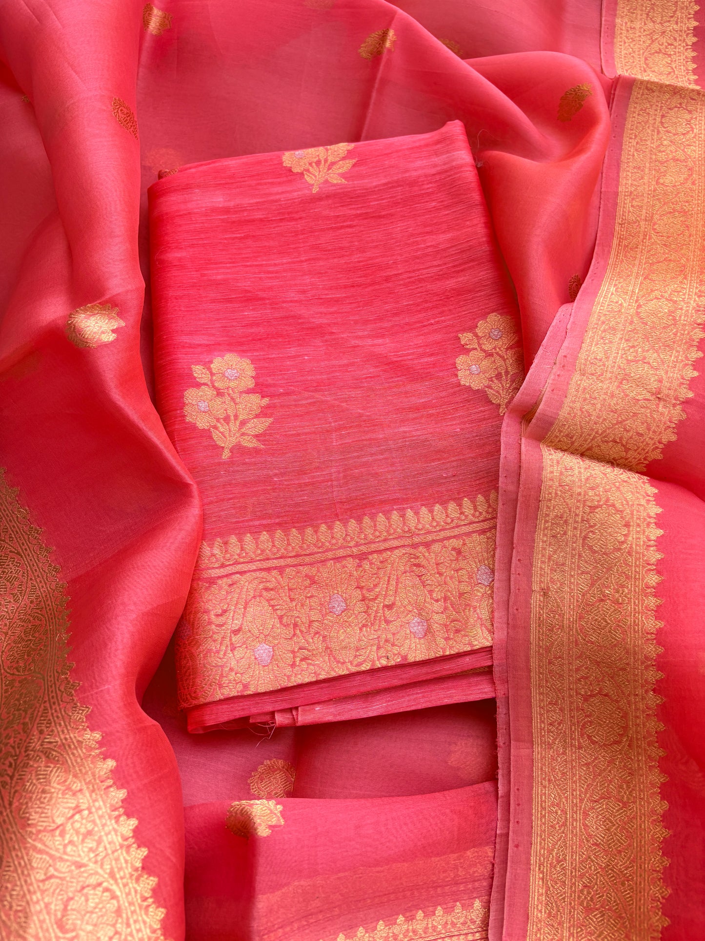 Peach linen suit kadhwa suit set