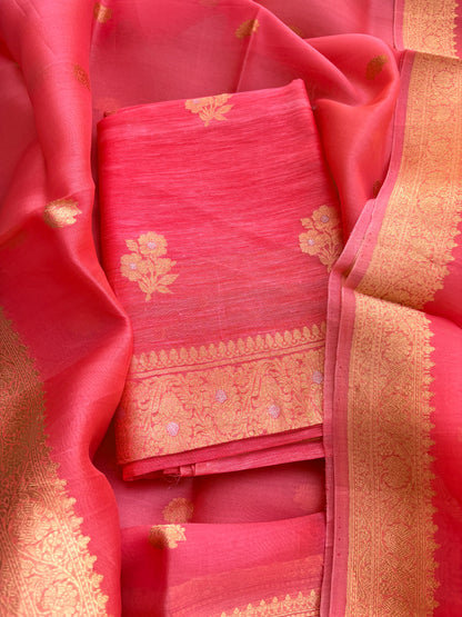 Peach linen suit kadhwa suit set