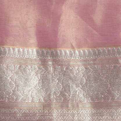 Pink silver zari tissue suit set ( 2 piece )