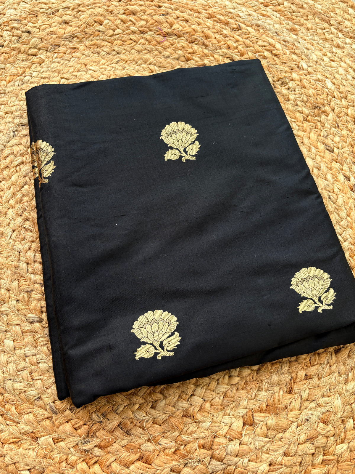 Black katan silk kadhwa fabric