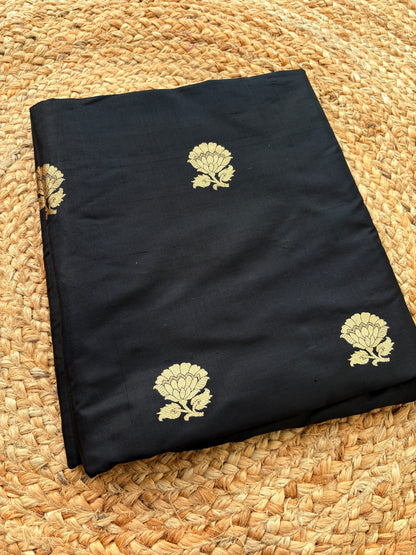 Black katan silk kadhwa fabric