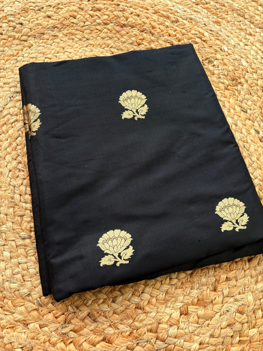 Black katan silk kadhwa fabric