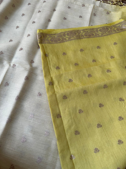 Lime yellow ombré shaded moonga silk dupatta