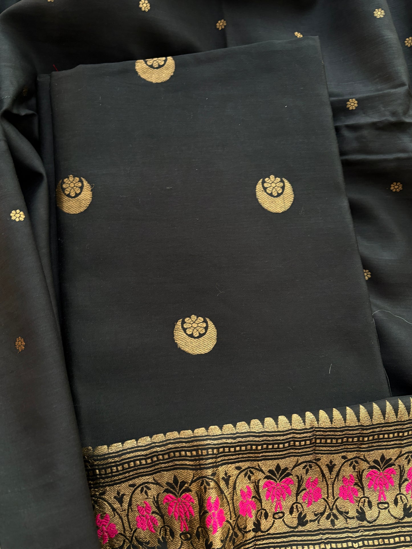 Black Chiniya silk chand tara suit set