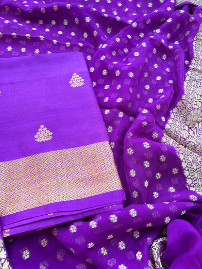 Lavender Chiniya silk suit and Khaddi georgette dupatta