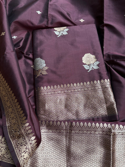 Coffee katan by katan silk kadhwa suit set