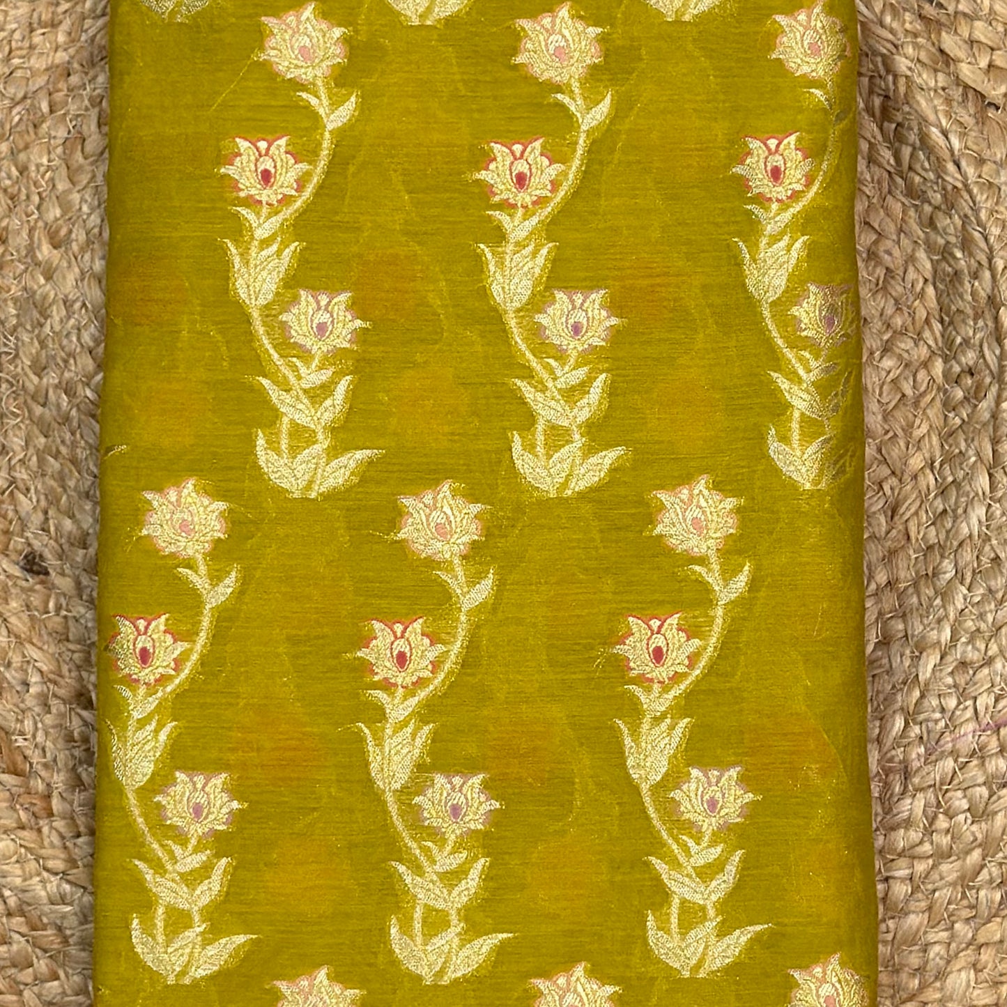 Mehndi green cotton silk suit set