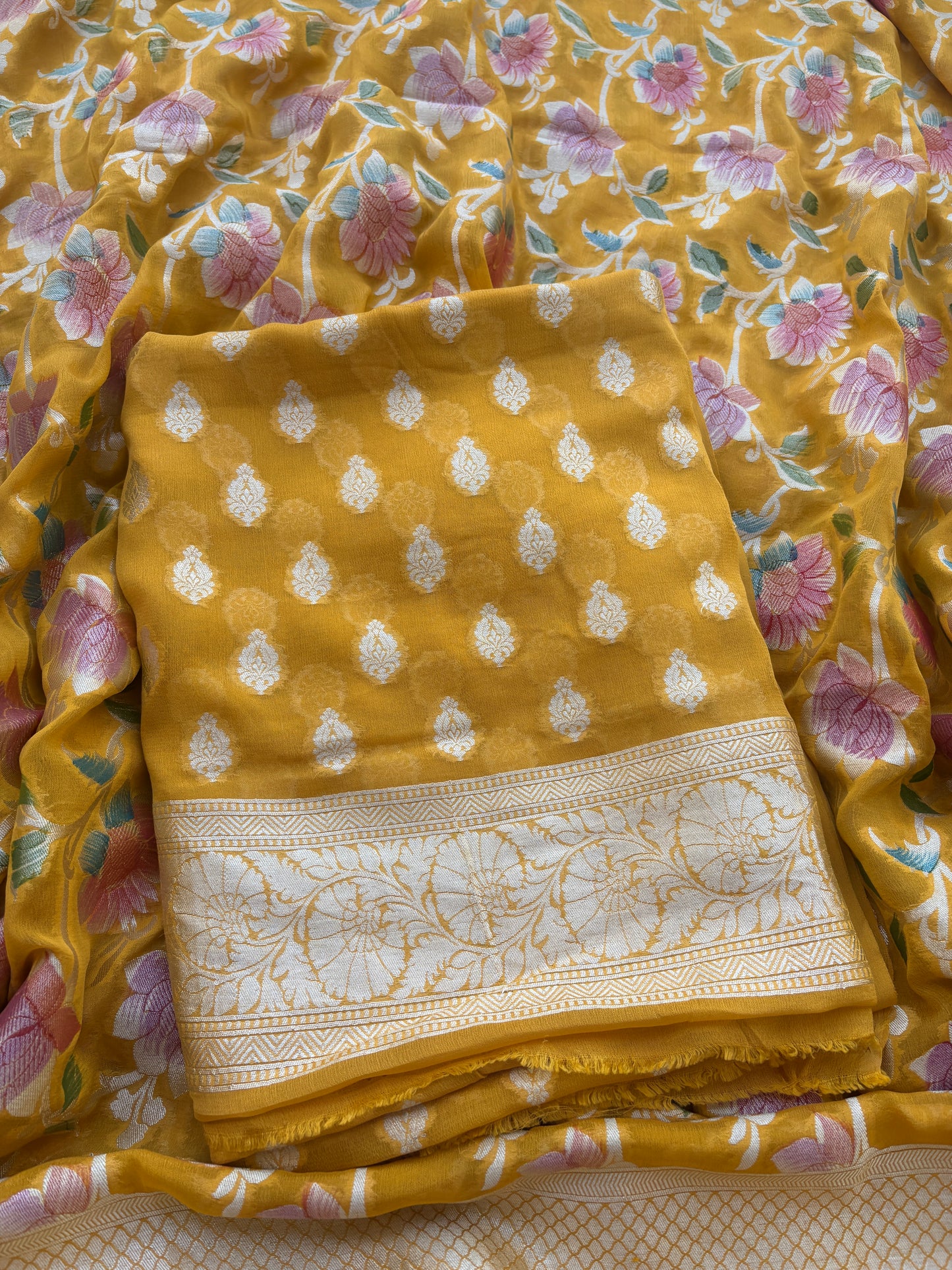 Mustard Khaddi georgette suit set