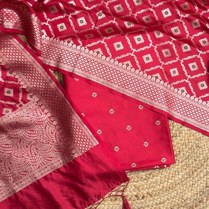 Red mulberry silk suit set