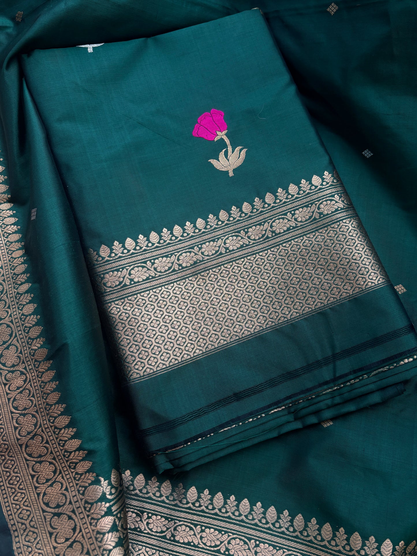 Green Katan by Kayan silk kadhwa suit set