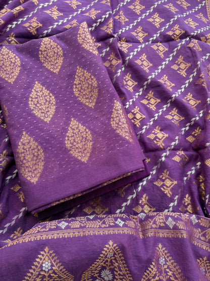 Purple Chanderi weaving Sona rupa suit set