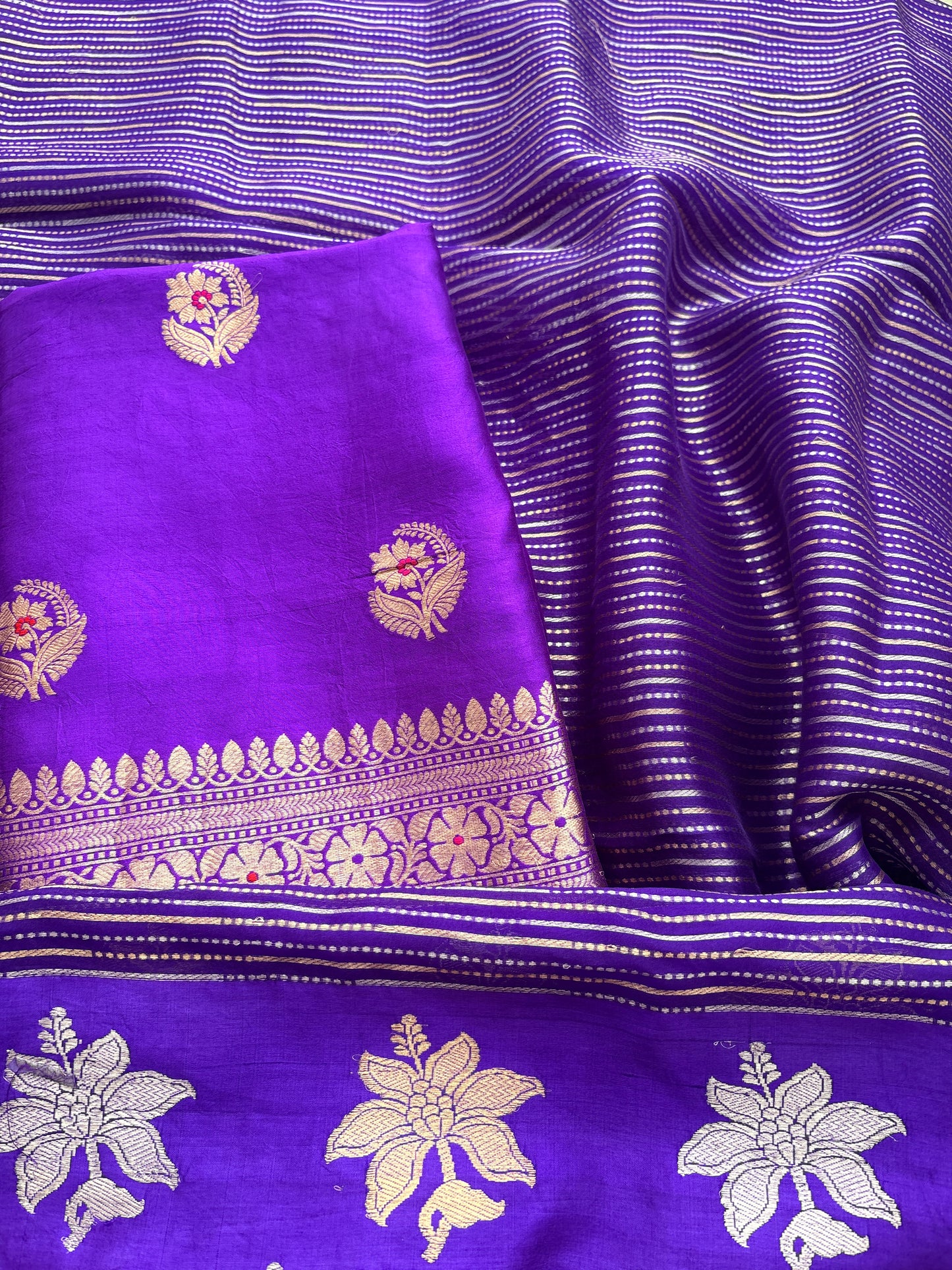 Purple Chiniya silk kurta bottom ,tissue kora dupatta