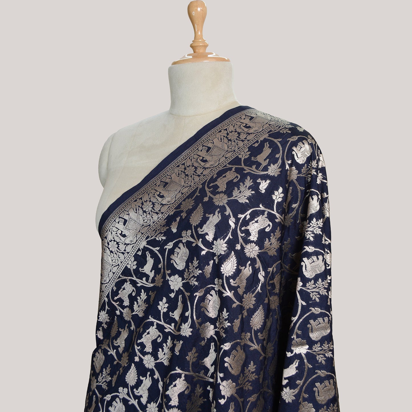 Blue silk shikargah dupatta