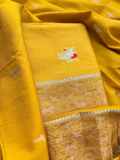Yellow mango silk 3 piece suit set