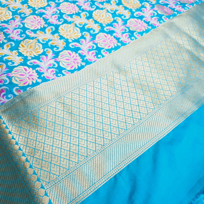 Blue cotton chiniya silk woven dupatta.