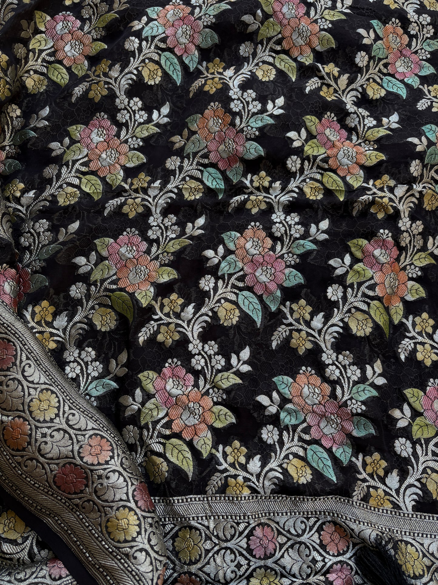 Black meenadar Khaddi georgette suit set