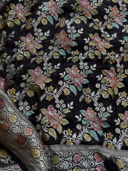 Black meenadar Khaddi georgette suit set