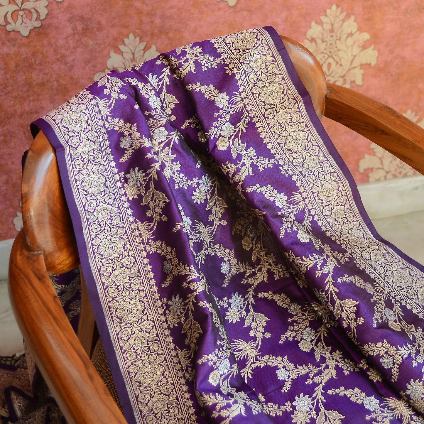 Purple katan silk dupatta