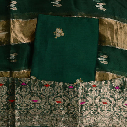 Green kadhwa Chiniya kora suit set