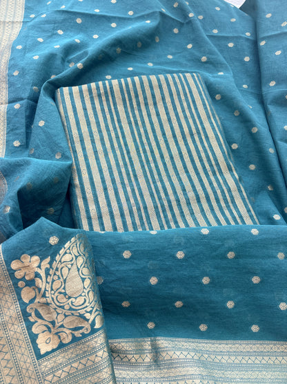Green Chanderi zari weaving suit set (88)