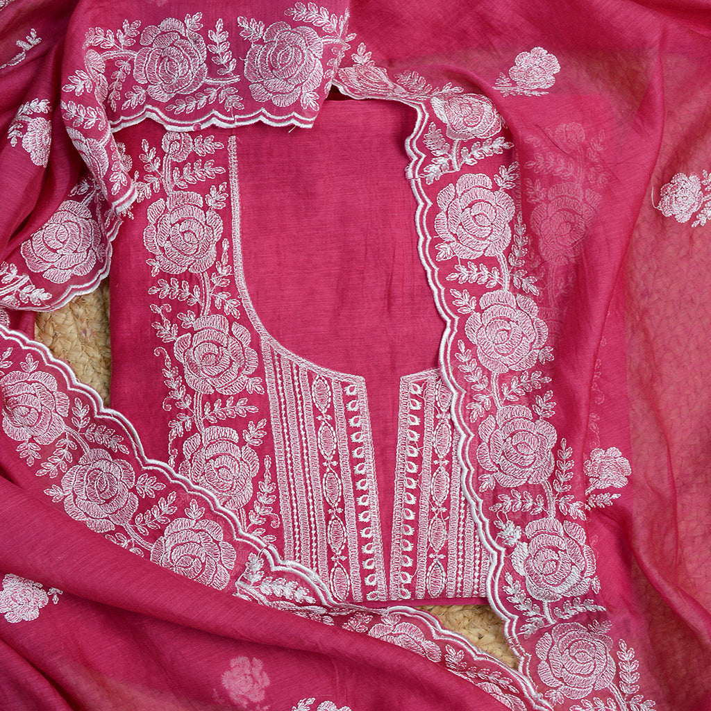 Pink Chanderi silk suit set